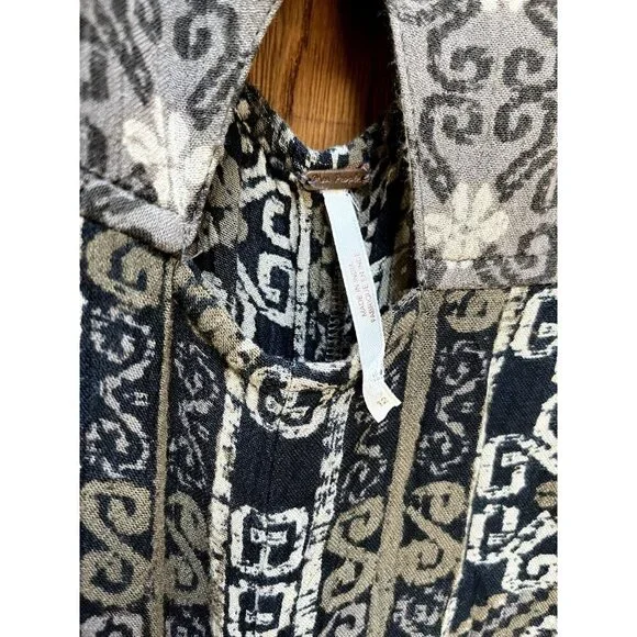 Free People Tribal Print Jumpsuit Retro 70s Bellbottoms Cut Out Crop Top - Picture 5 of 10